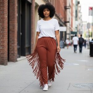 High Waist Fringe Bodycon Pants
New